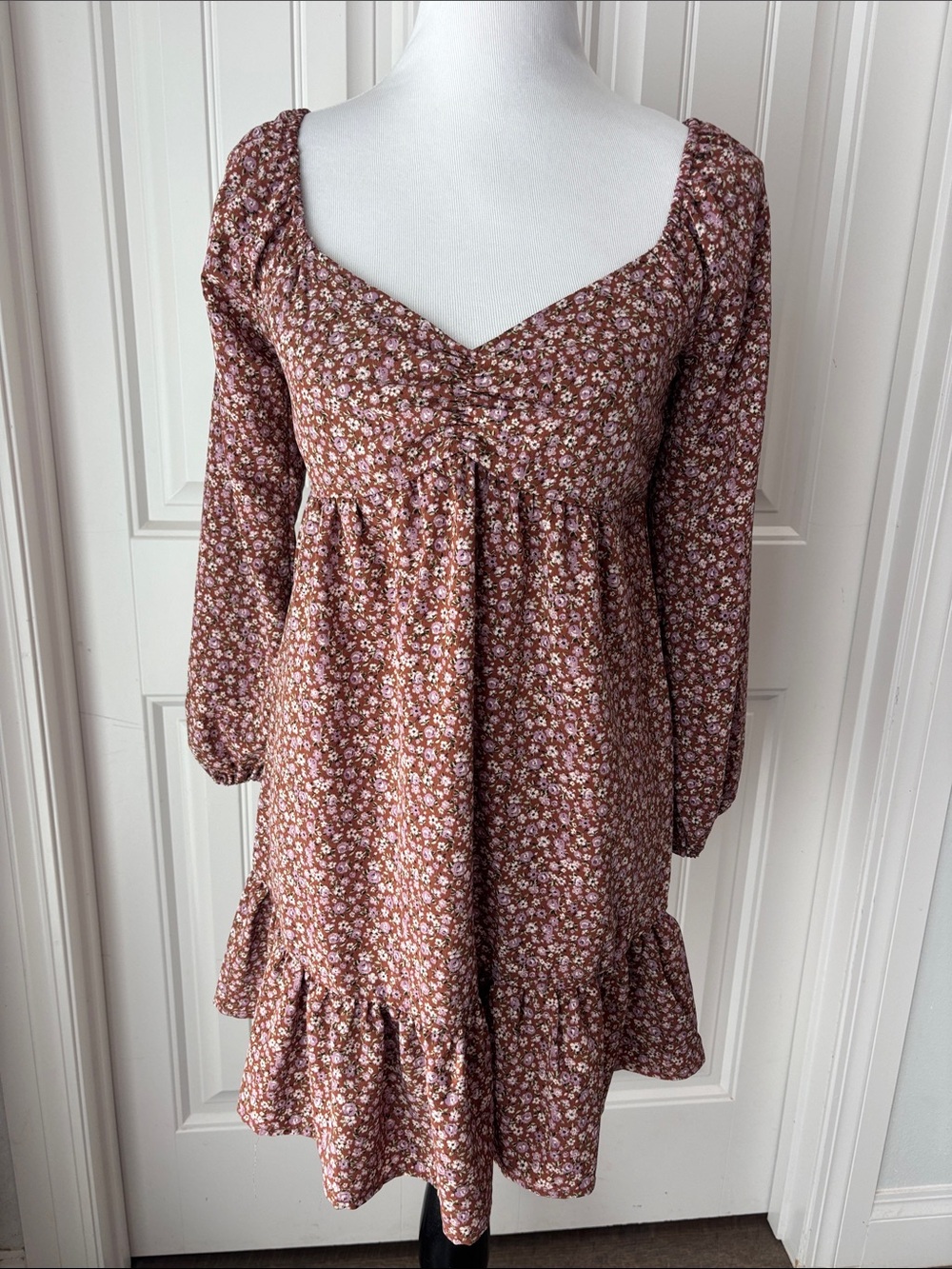 Lily Rose Rust Floral Dress with Lavender Blooms